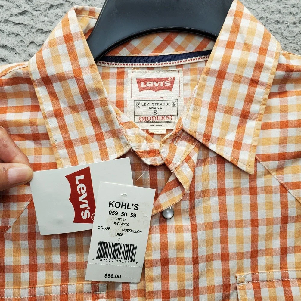 Lot of 2 Levi's Western Pearl Snap Shirt Mens Small Multi Gingham Modern Fit